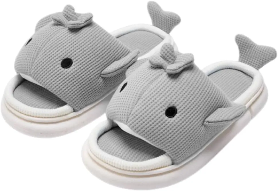 VOIV Cute Multi Colored Whale Linen Pillow Slipper Cloud Slides Non-Slip Summer Slipper