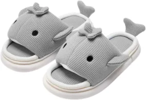 VOIV Cute Multi Colored Whale Linen Pillow Slipper Cloud Slides Non-Slip Summer Slipper