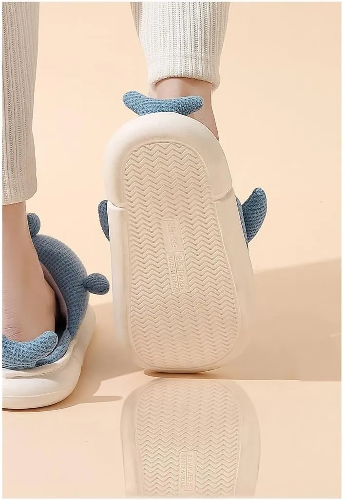 VOIV Cute Multi Colored Whale Linen Pillow Slipper Cloud Slides Non-Slip Summer Slipper
