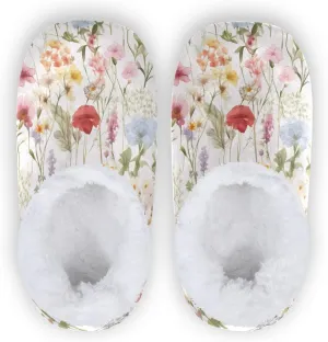 Watercolor Floral White House Slippers Non-Slip Soft Sole Slippers for Indoor House