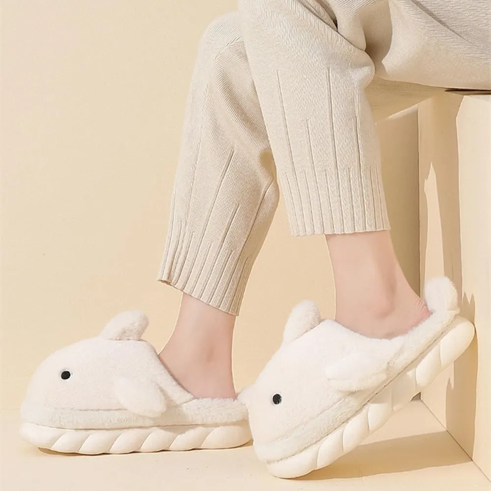 Whale Shark Slippers for Women Men, Cute Thick Sole Cartoon Animal Slippers, Soft Plush Fuzzy Kawaii House Slippers Shark Slides for Indoor Outdoor