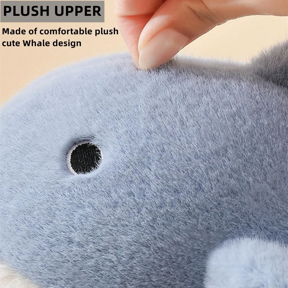 Whale Shark Slippers for Women Men, Cute Thick Sole Cartoon Animal Slippers, Soft Plush Fuzzy Kawaii House Slippers Shark Slides for Indoor Outdoor