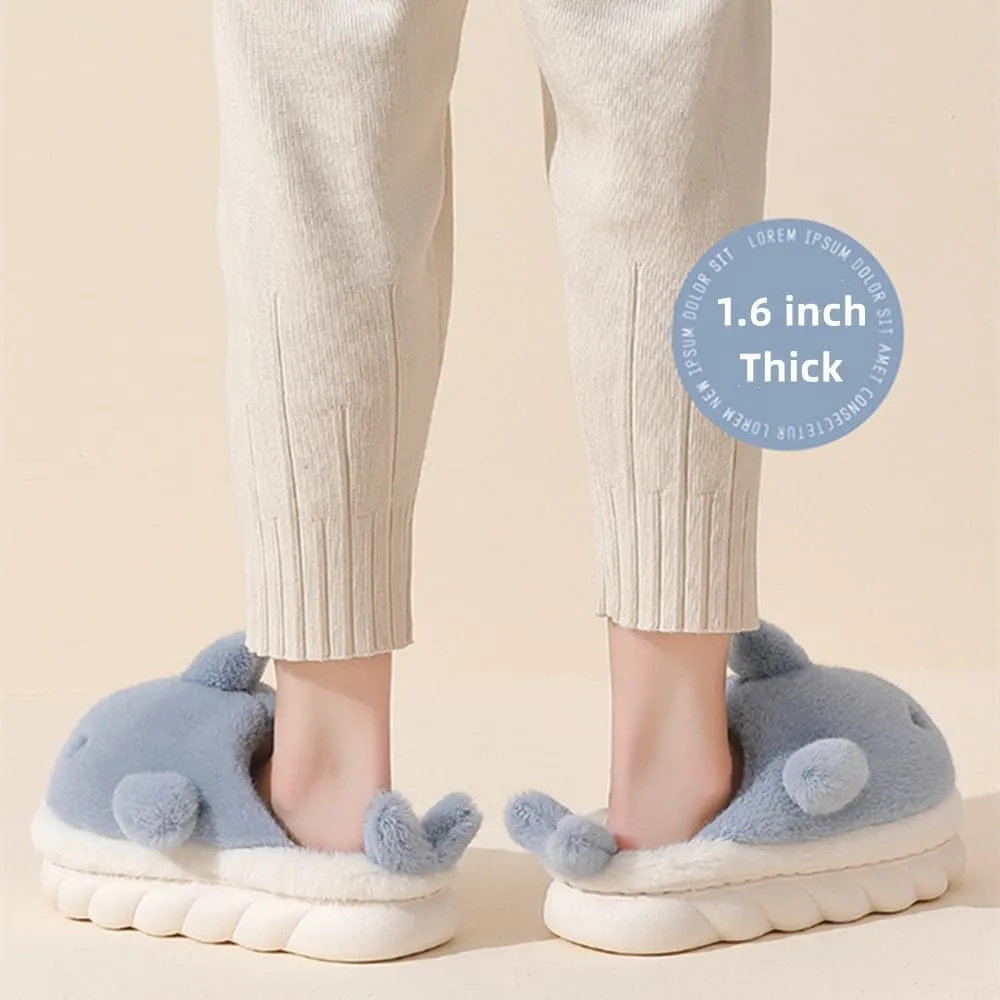 Whale Shark Slippers for Women Men, Cute Thick Sole Cartoon Animal Slippers, Soft Plush Fuzzy Kawaii House Slippers Shark Slides for Indoor Outdoor