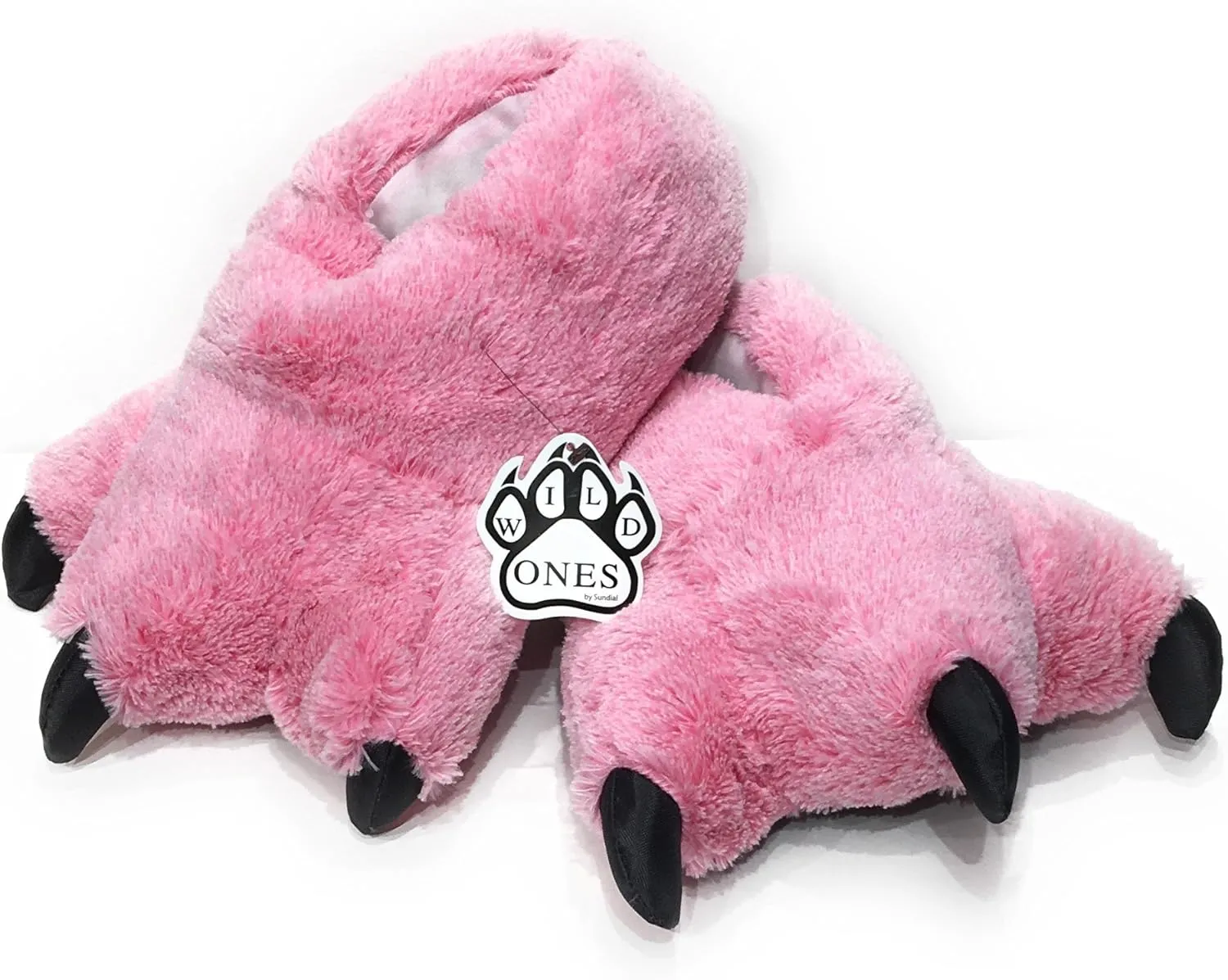 Wild Ones Furry Animal Claw Slippers for Toddlers, Kids and Adults