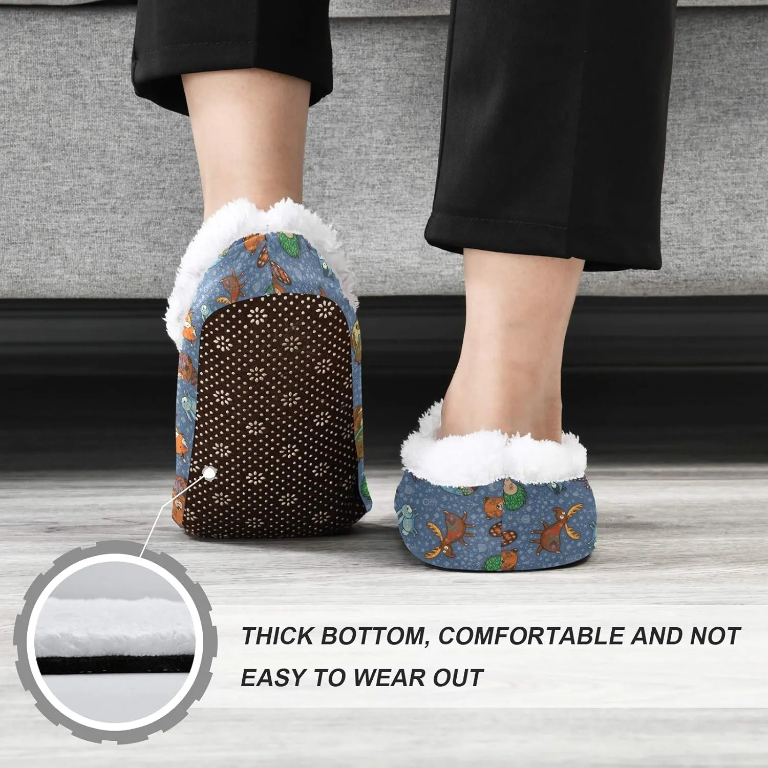 Winter House Slippers for Women/Men with Flowers Bouquets Element Cozy Fleece Slippers