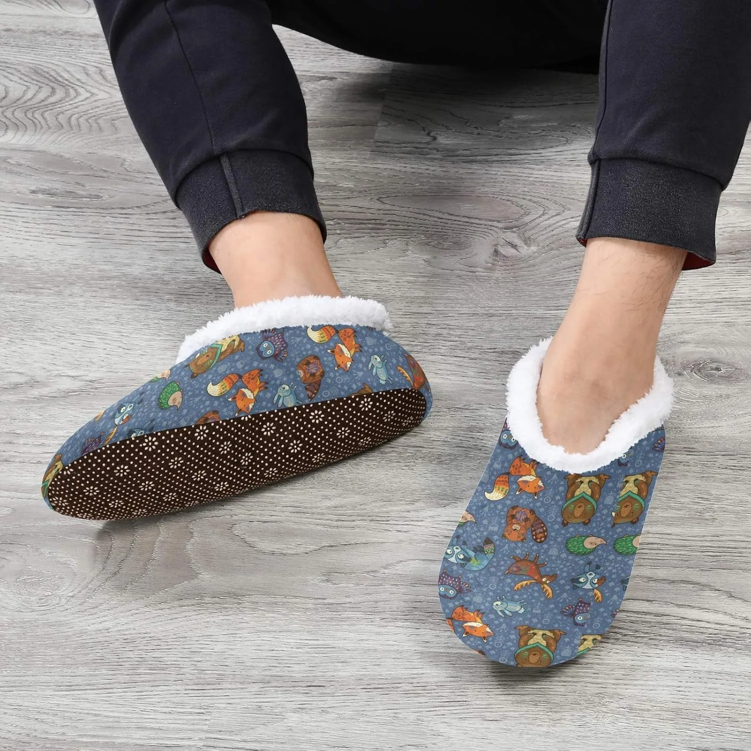 Winter House Slippers for Women/Men with Flowers Bouquets Element Cozy Fleece Slippers
