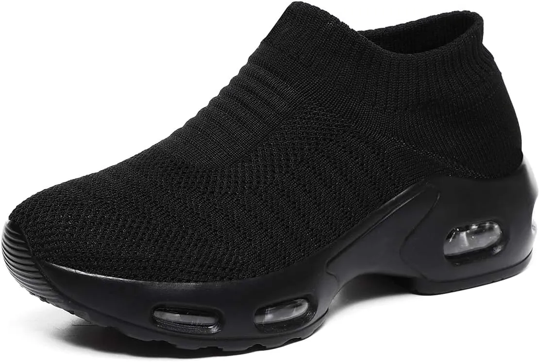 Women Knitted Upper Air Cushion Sole Lightweight Slip-On Sock Sneakers Casual Walking Shoes Doctor and Nurse Work Shoes