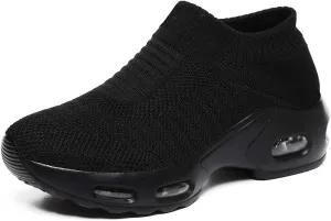 Women Knitted Upper Air Cushion Sole Lightweight Slip-On Sock Sneakers Casual Walking Shoes Doctor and Nurse Work Shoes