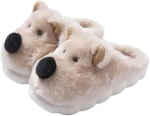 Women Slippers Cute Animal Dog Slippers Men Cozy House Fuzzy Winter Slippers Funny Adult Cotton Slippers