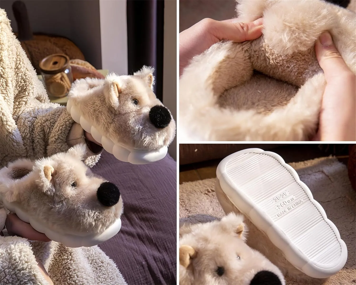 Women Slippers Cute Animal Dog Slippers Men Cozy House Fuzzy Winter Slippers Funny Adult Cotton Slippers