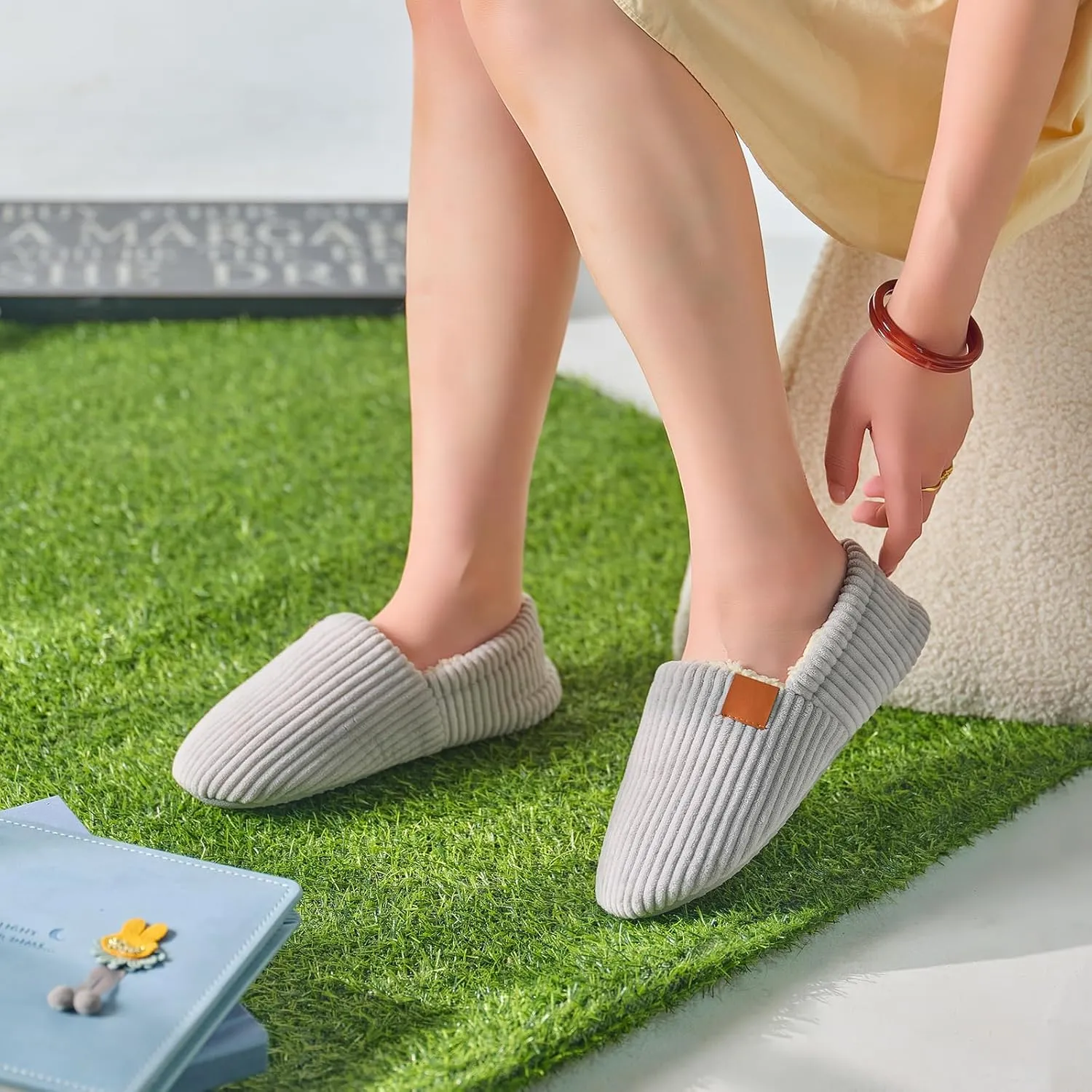 Women's Classic Soft & Fuzzy Slippers - Memory Foam, Cotton, Faux Fur - Grey - Women's Size 11 - Perfect for Christmas, Mothers Day, or Any Occasion