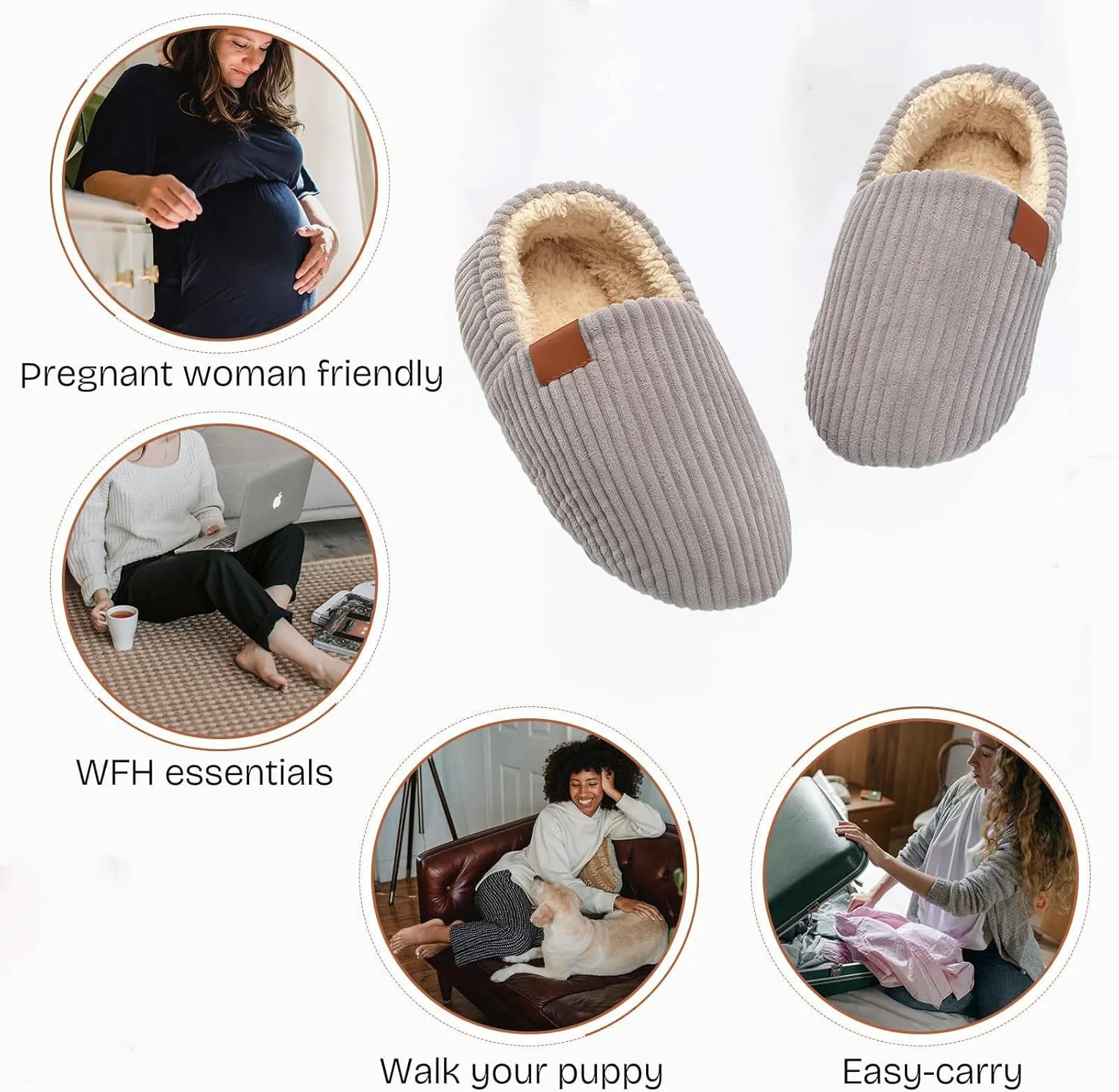Women's Classic Soft & Fuzzy Slippers - Memory Foam, Cotton, Faux Fur - Grey - Women's Size 11 - Perfect for Christmas, Mothers Day, or Any Occasion