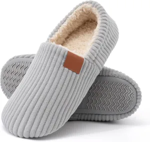 Women's Classic Soft & Fuzzy Slippers - Memory Foam, Cotton, Faux Fur - Grey - Women's Size 11 - Perfect for Christmas, Mothers Day, or Any Occasion