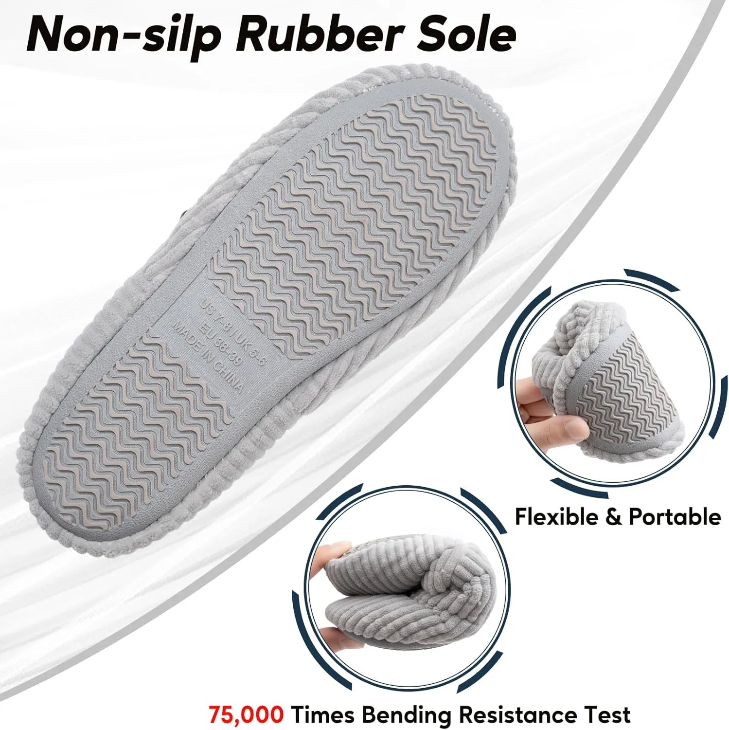 Women's Classic Soft & Fuzzy Slippers - Memory Foam, Cotton, Faux Fur - Grey - Women's Size 11 - Perfect for Christmas, Mothers Day, or Any Occasion