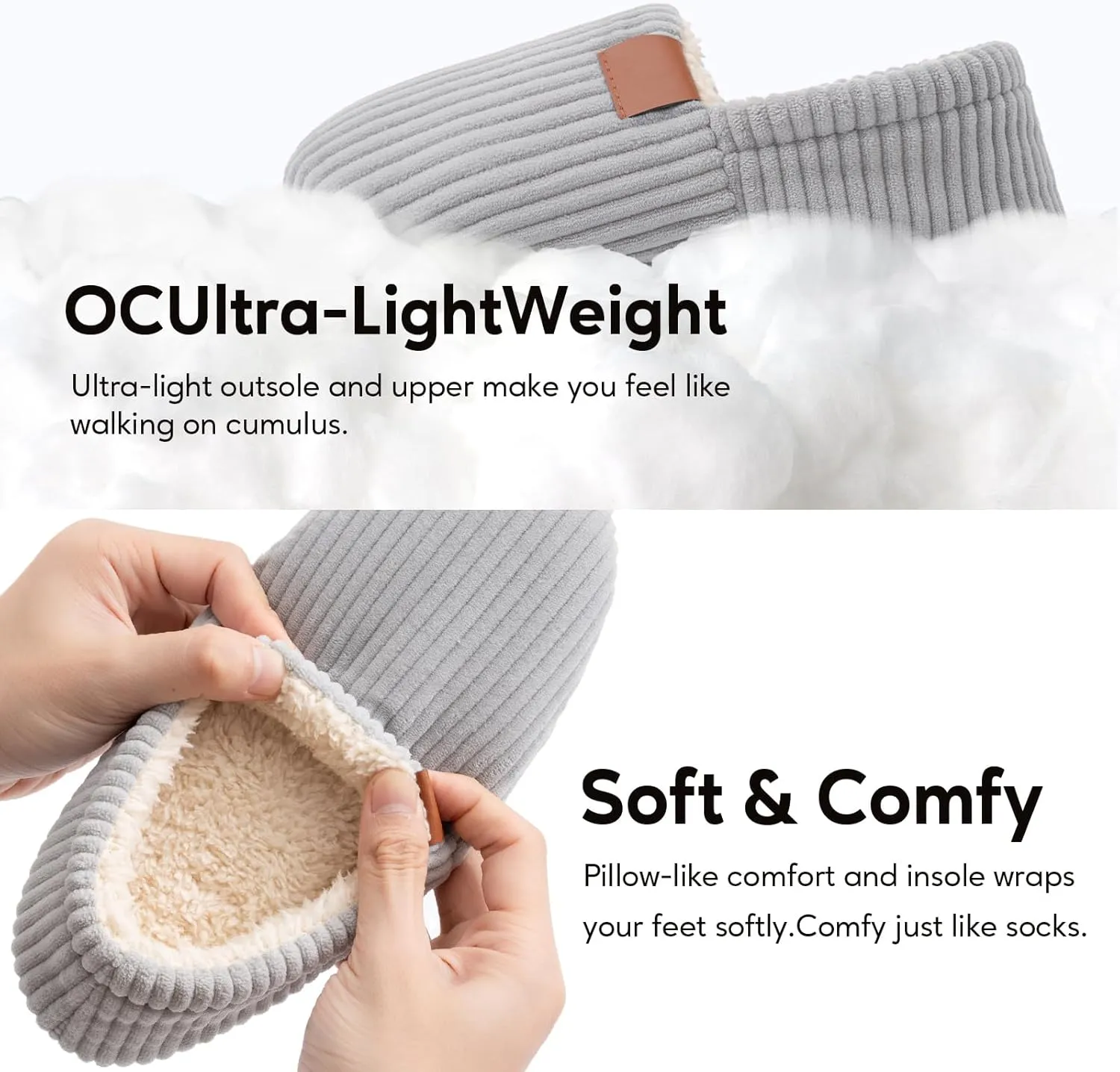 Women's Classic Soft & Fuzzy Slippers - Memory Foam, Cotton, Faux Fur - Grey - Women's Size 11 - Perfect for Christmas, Mothers Day, or Any Occasion