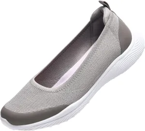 Women's Comfortable Slip on Walking Shoes Knit Loafer Flats Nurse Working Sneakers Casual Dress Shoes Camel Size 7.5