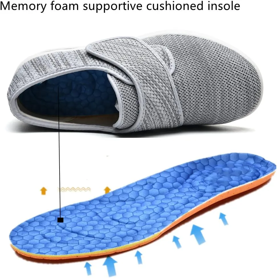Women's Diabetic Shoes Wide Width Edema Shoes Breathable Memory Foam Lightweight Walking Sneakers for Elderly Swollen Feet