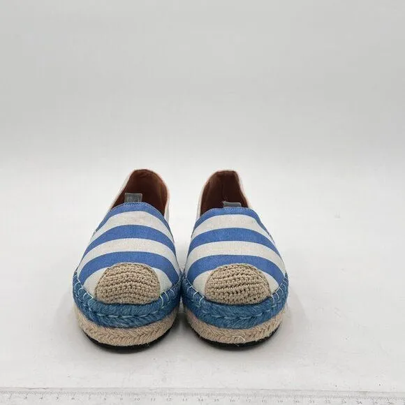 Women's Flats Shoes,Breathable Loafers for Women,White and Blue Slip on Shoes