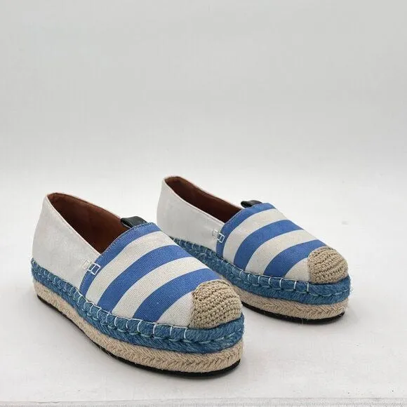 Women's Flats Shoes,Breathable Loafers for Women,White and Blue Slip on Shoes