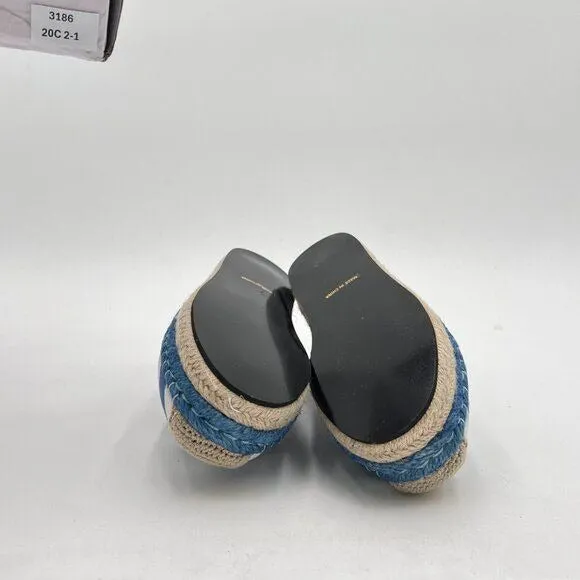 Women's Flats Shoes,Breathable Loafers for Women,White and Blue Slip on Shoes