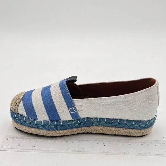 Women's Flats Shoes,Breathable Loafers for Women,White and Blue Slip on Shoes