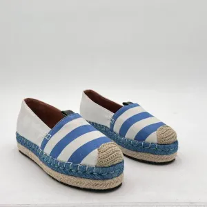 Women's Flats Shoes,Breathable Loafers for Women,White and Blue Slip on Shoes