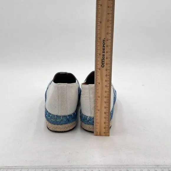 Women's Flats Shoes,Breathable Loafers for Women,White and Blue Slip on Shoes