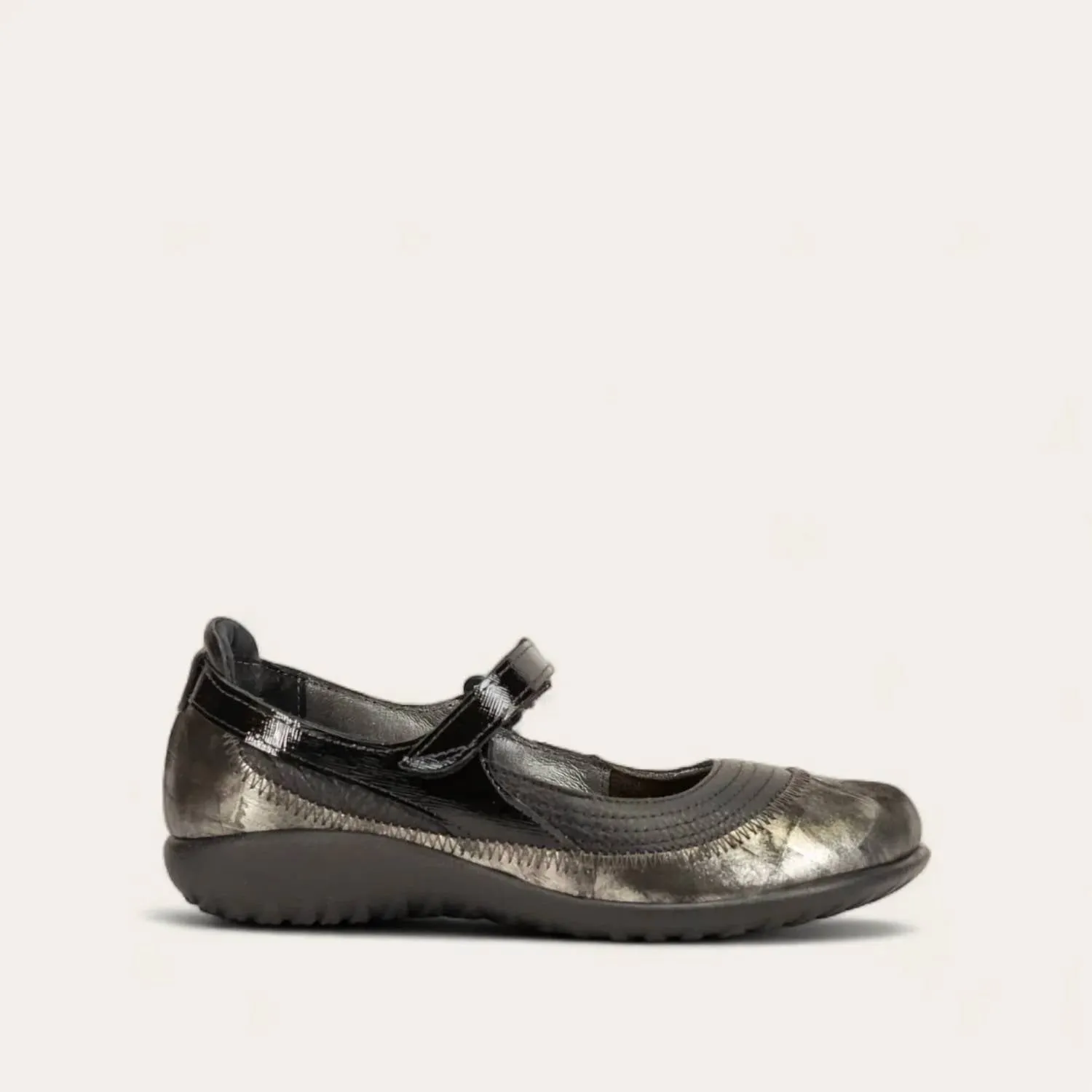Women's Kirei Mary Jane Shoes - Medium In Soft Black/metallic Onyx/black Luster