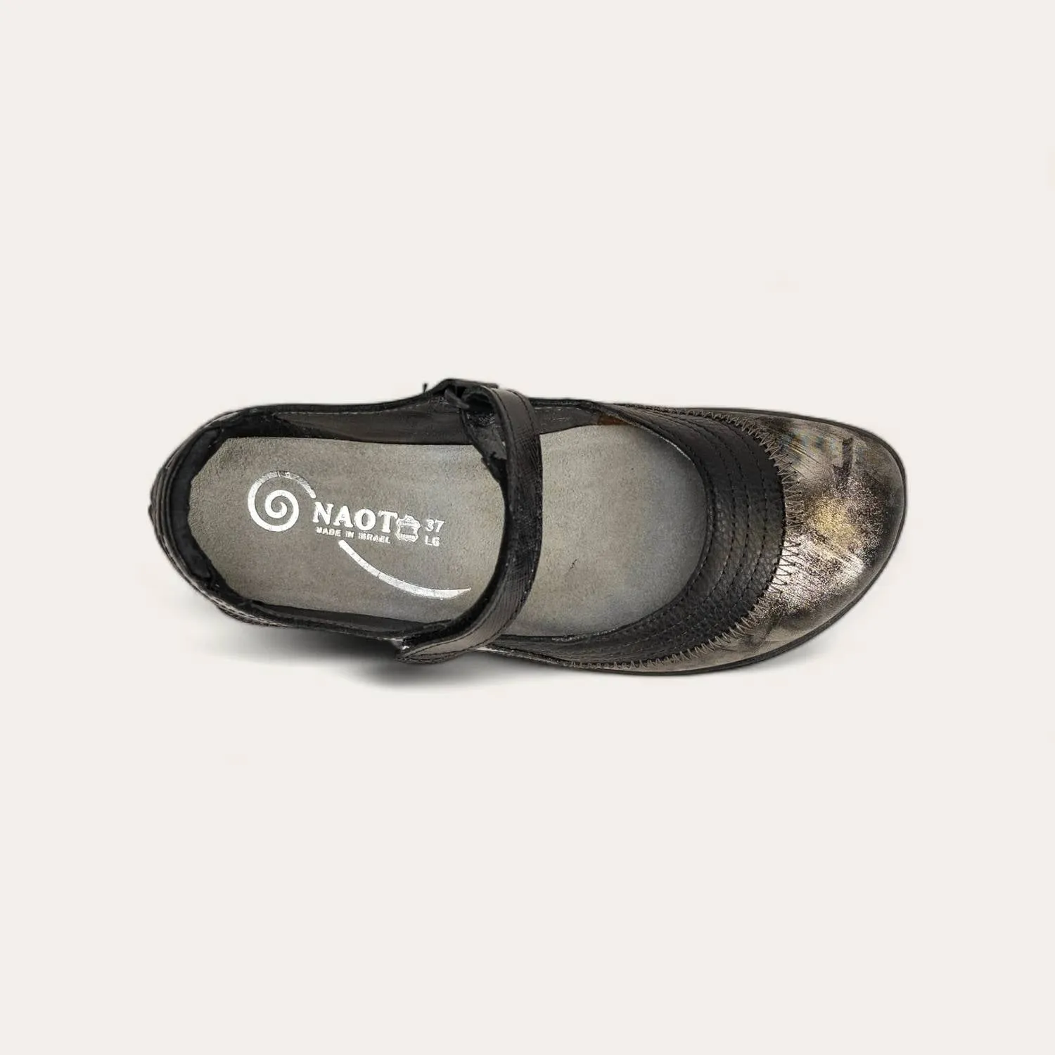 Women's Kirei Mary Jane Shoes - Medium In Soft Black/metallic Onyx/black Luster