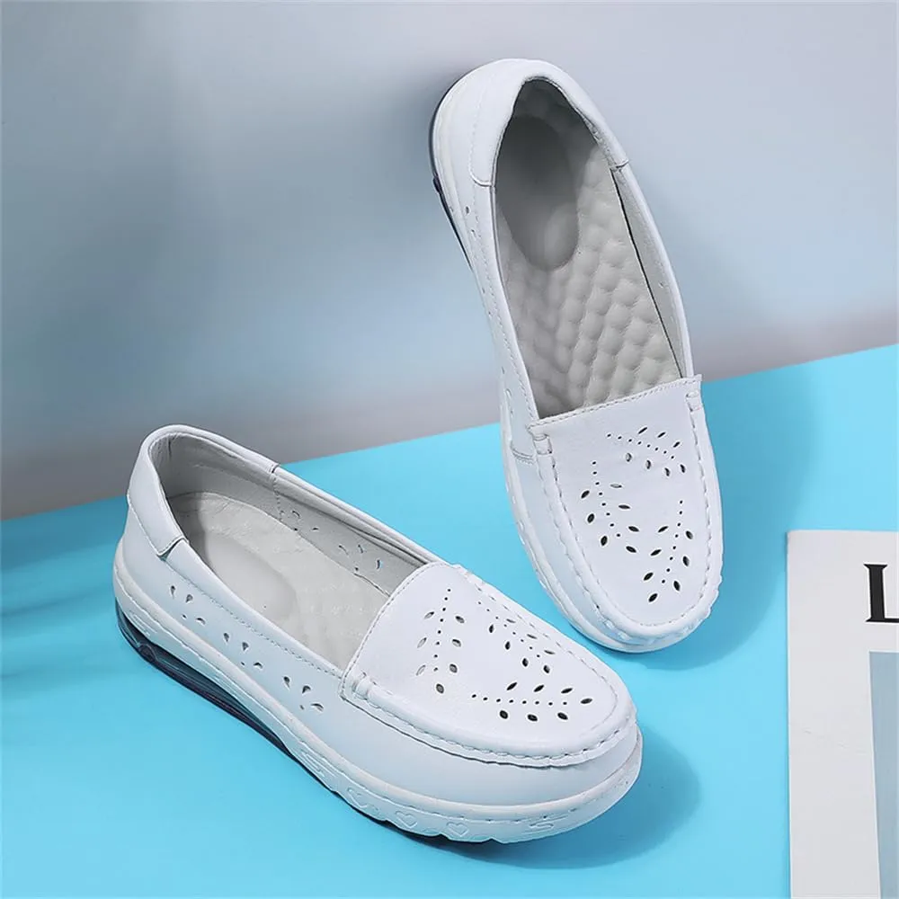Women's Nursing Shoes Comfortable Walking Slip On Nurse Restaurant Work Lightweight Leather Loafers