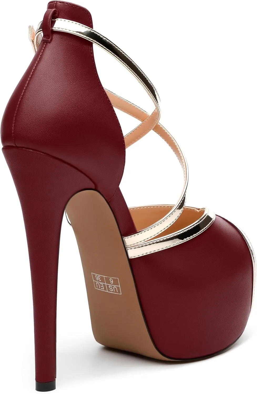 Womens Platform Sandals Stiletto Heels Round Toe High Heels Fashion Cross Body Strap Open Toe Buckle Heeled Sandal Shoes