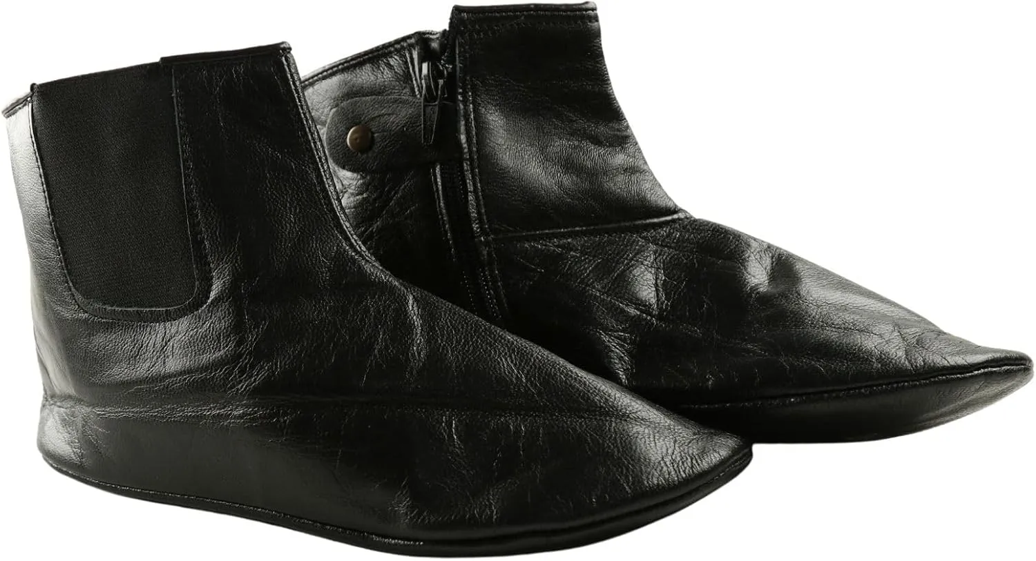 Womens Premium Leather Home Slippers One Side Zipper One Side Elastic Halal Socks Handmade Khuffain Mest Indoor Slipper
