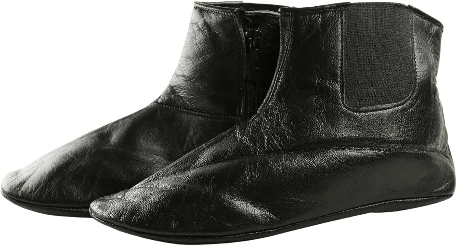 Womens Premium Leather Home Slippers One Side Zipper One Side Elastic Halal Socks Handmade Khuffain Mest Indoor Slipper
