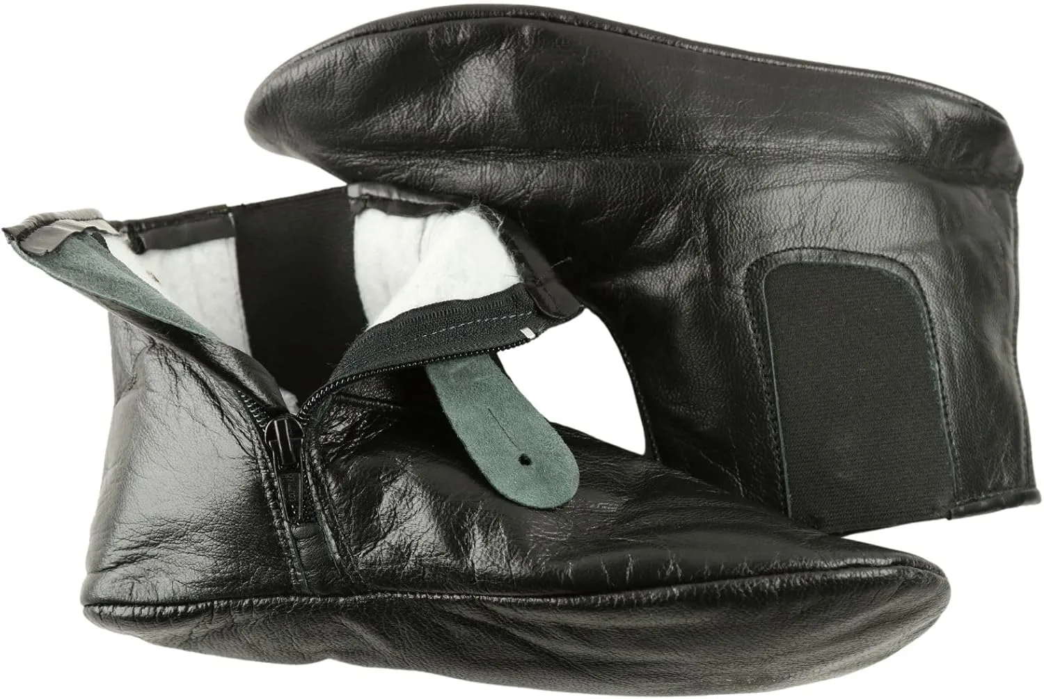 Womens Premium Leather Home Slippers One Side Zipper One Side Elastic Halal Socks Handmade Khuffain Mest Indoor Slipper