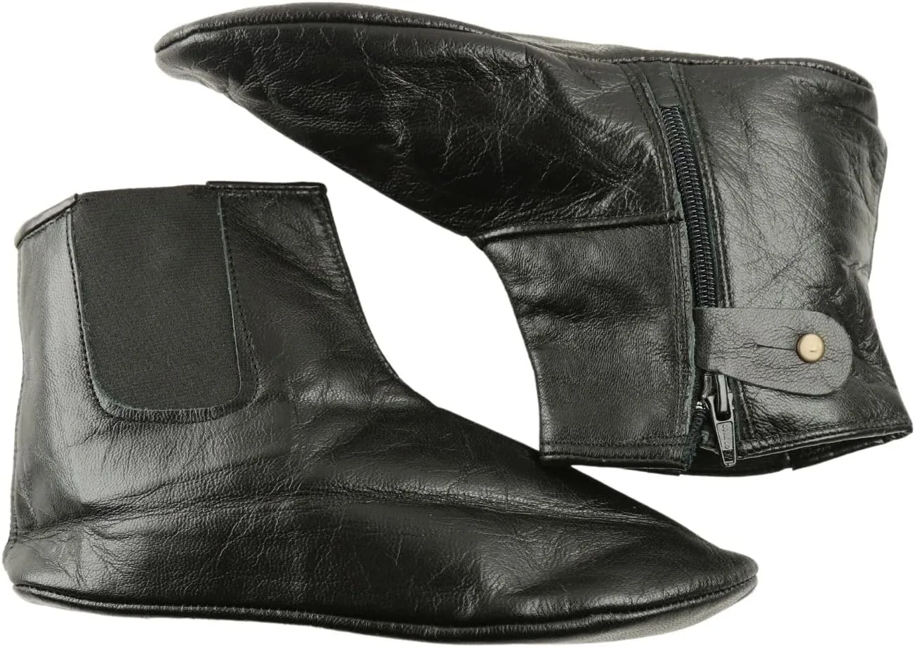 Womens Premium Leather Home Slippers One Side Zipper One Side Elastic Halal Socks Handmade Khuffain Mest Indoor Slipper