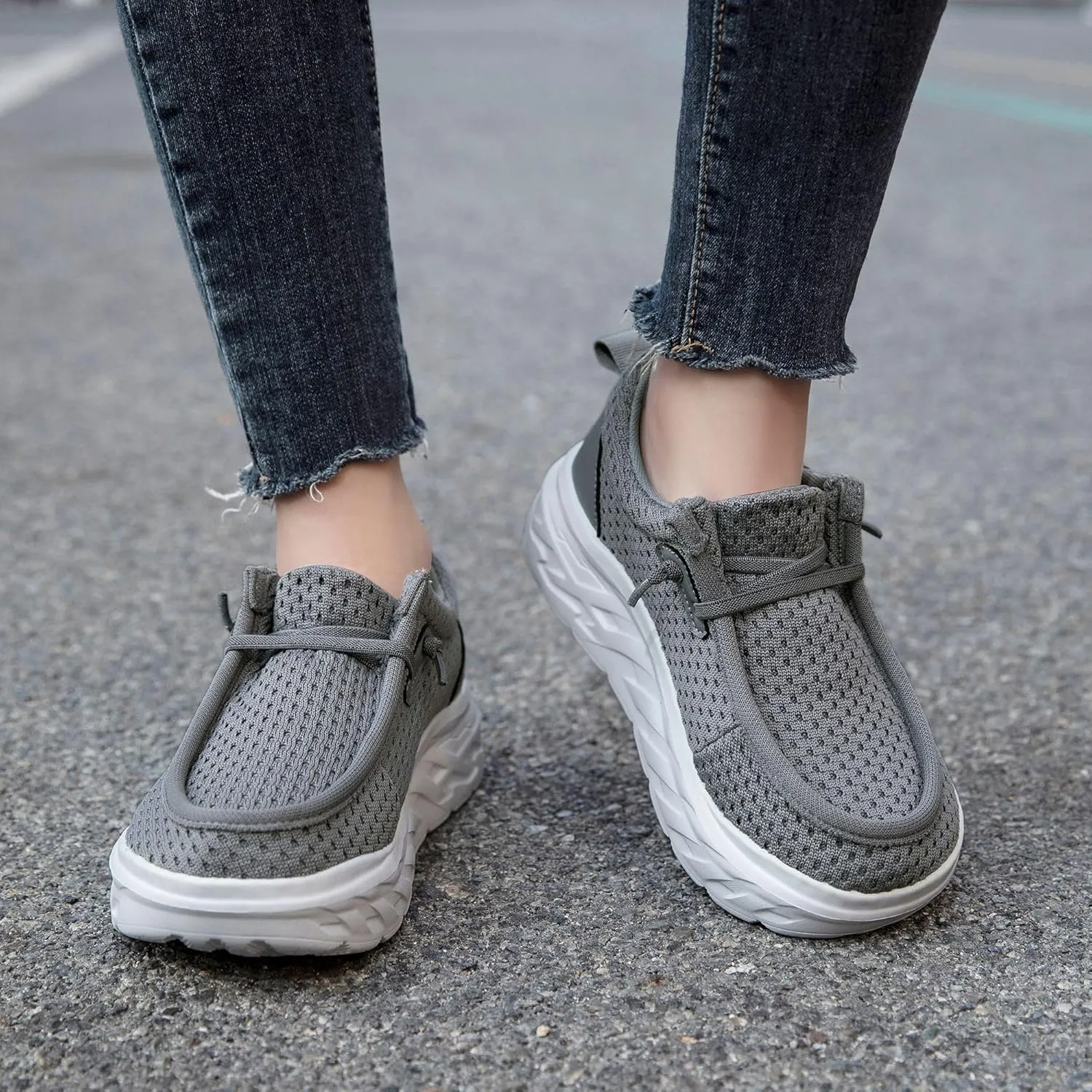 Womens Shoes Slip On Walking Sneaker Loafers for Women Boat Shoes Thick Sole Casual Tennis Sports Shoes Height Increase Sneakers