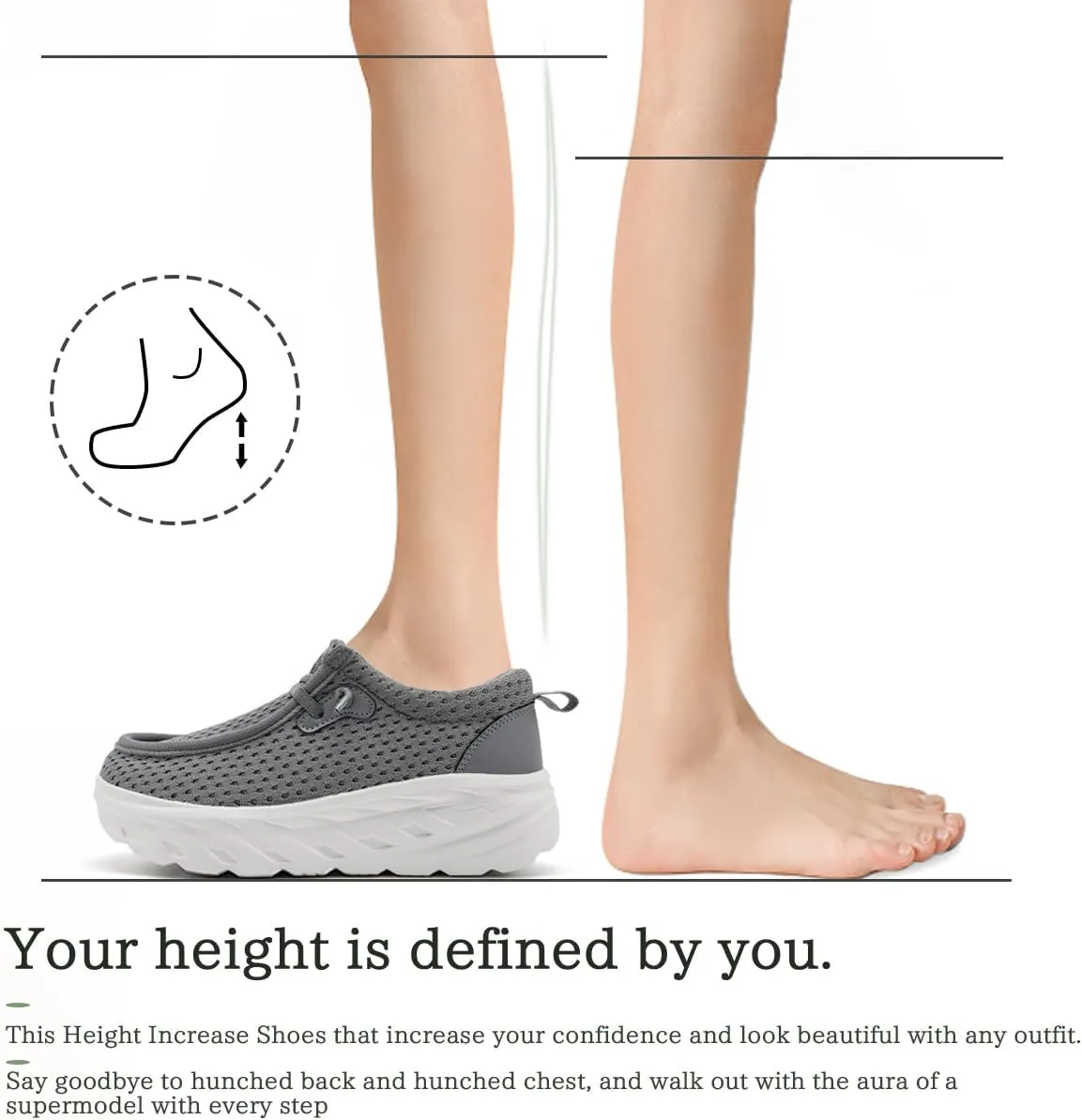 Womens Shoes Slip On Walking Sneaker Loafers for Women Boat Shoes Thick Sole Casual Tennis Sports Shoes Height Increase Sneakers