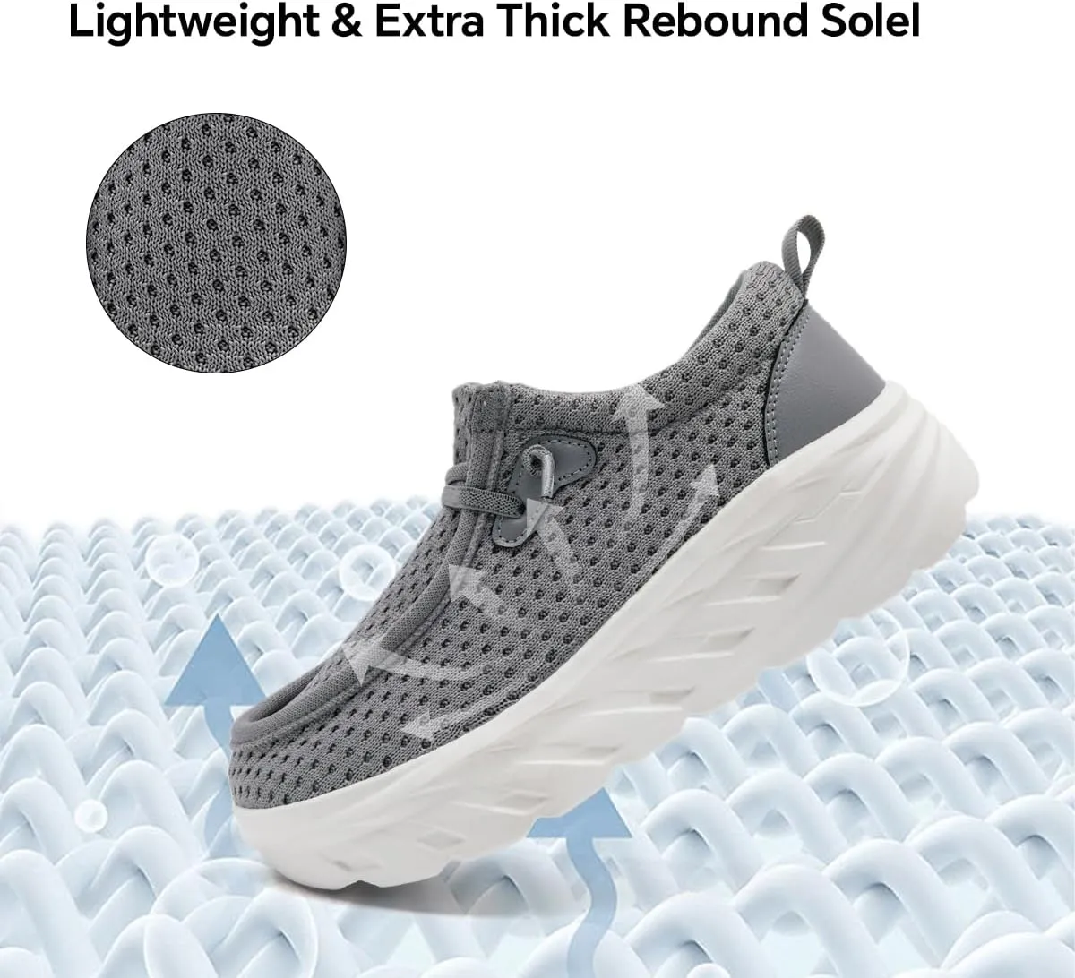 Womens Shoes Slip On Walking Sneaker Loafers for Women Boat Shoes Thick Sole Casual Tennis Sports Shoes Height Increase Sneakers