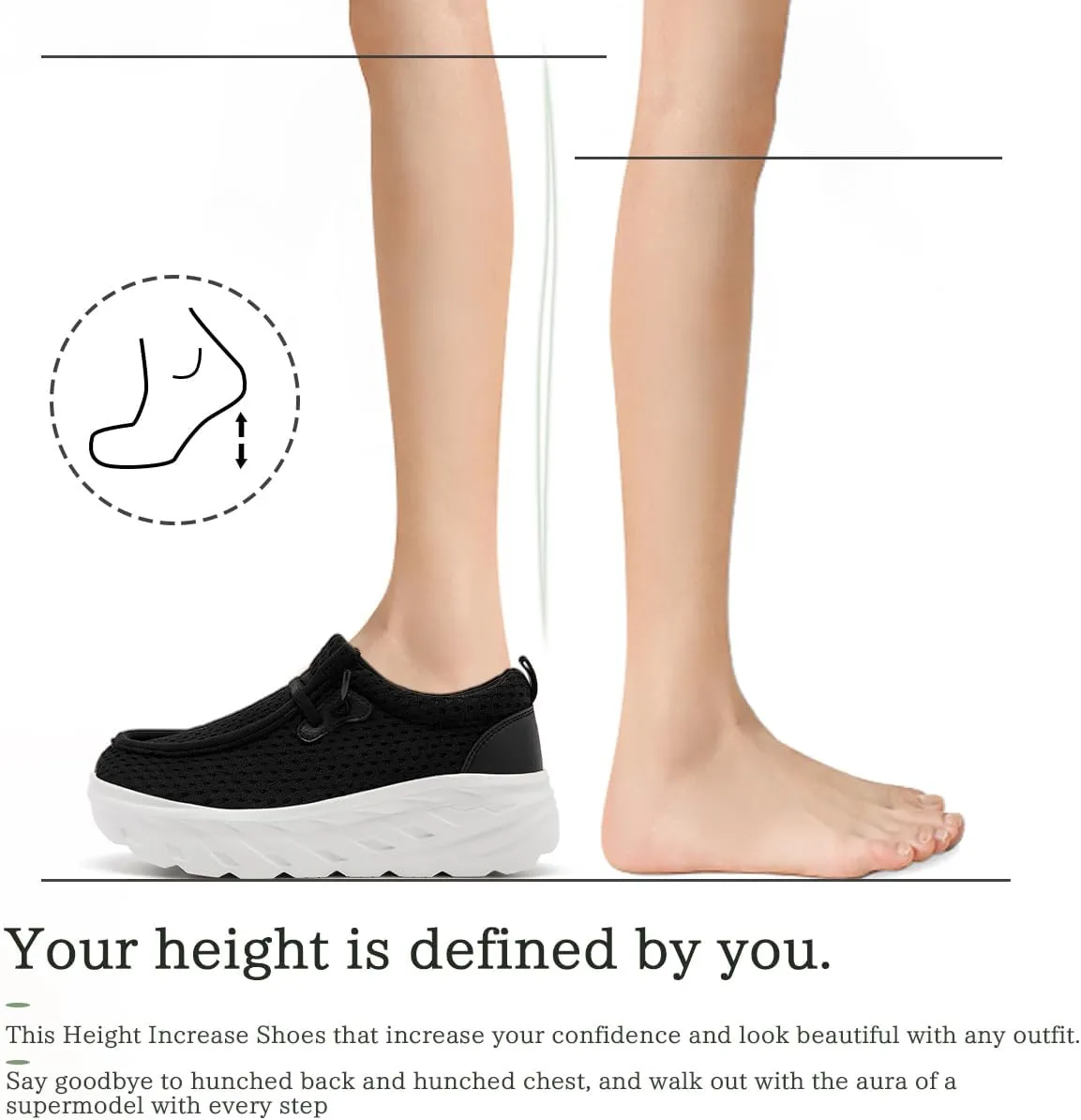 Womens Shoes Slip On Walking Sneaker Loafers for Women Boat Shoes Thick Sole Casual Tennis Sports Shoes Height Increase Sneakers