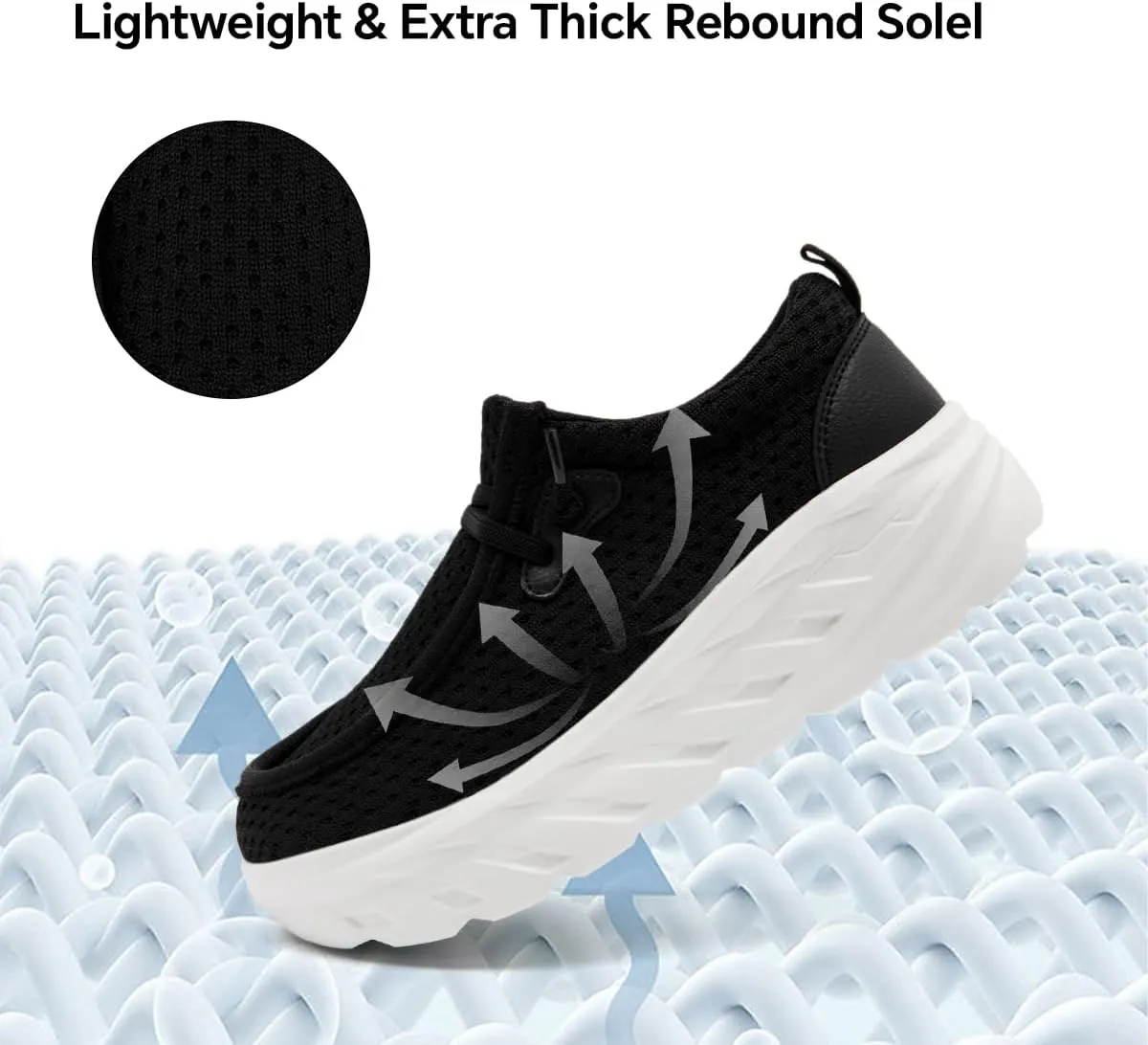 Womens Shoes Slip On Walking Sneaker Loafers for Women Boat Shoes Thick Sole Casual Tennis Sports Shoes Height Increase Sneakers