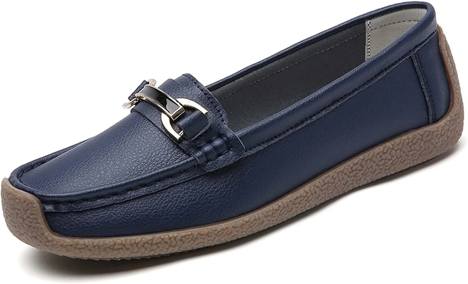 Women's Slip On Flats Loafers Leather Moccasins Walking Shoes Driving Penny Loafer with Anti-Slip Rubber Sole