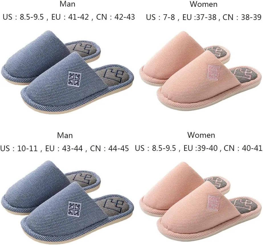 Womens Slipper Home Slippers Men,4 Pairs House Slippers, Non Slip House Shoes Slippers for Guest Washable Guest Slippers Bedroom Slippers Indoor Slippers Travel Slippers
