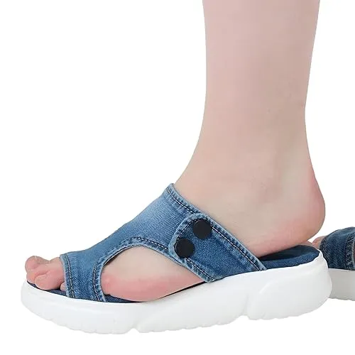 Women's Slippers, Denim Slippers, Handmade Women's Denim Shoes/Jean Sandals/Sports Jeans Women's Sandals/Valentine's Day Gift (8, Blue)