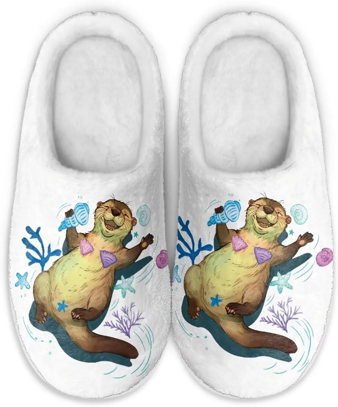 Womens Slippers Flannel Fuzzy Slippers Winter Non Slip Plush Soft Cotton Shoes Indoor Outdoor Warm House Shoes US 3-13
