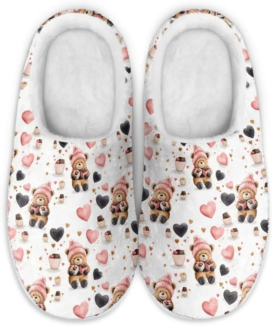 Womens Slippers Flannel Fuzzy Slippers Winter Non Slip Plush Soft Cotton Shoes Indoor Outdoor Warm House Shoes US 3-13