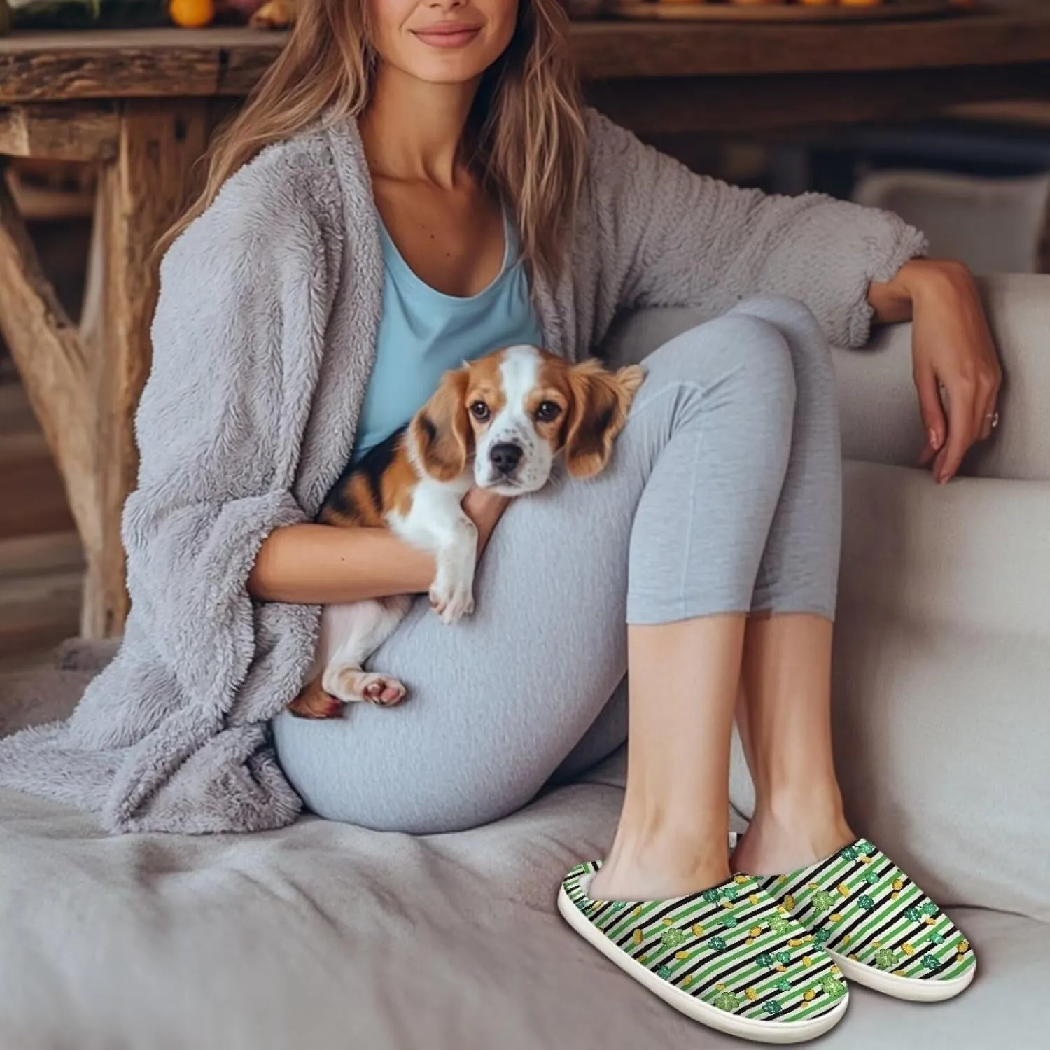 Womens Slippers Flannel Fuzzy Slippers Winter Non Slip Plush Soft Cotton Shoes Indoor Outdoor Warm House Shoes US 3-13