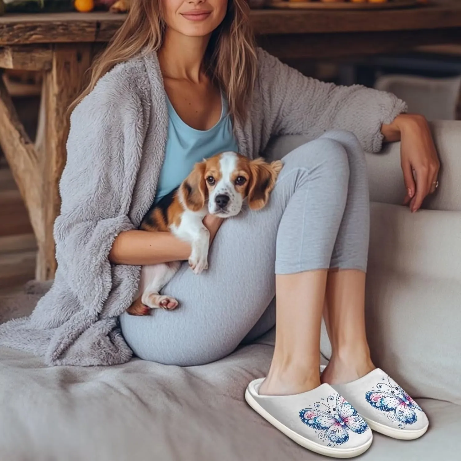 Womens Slippers Flannel Fuzzy Slippers Winter Non Slip Plush Soft Cotton Shoes Indoor Outdoor Warm House Shoes US 3-13