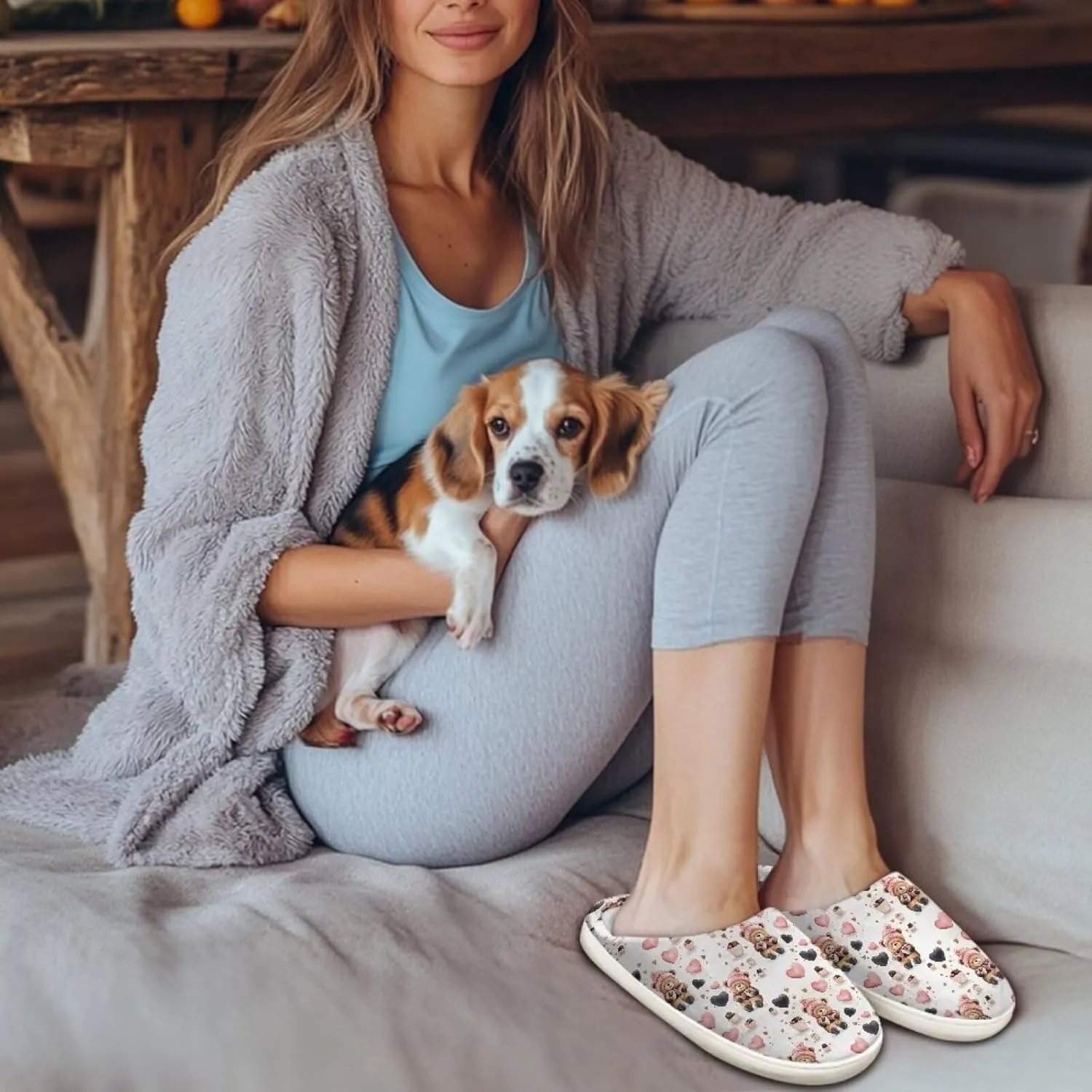 Womens Slippers Flannel Fuzzy Slippers Winter Non Slip Plush Soft Cotton Shoes Indoor Outdoor Warm House Shoes US 3-13