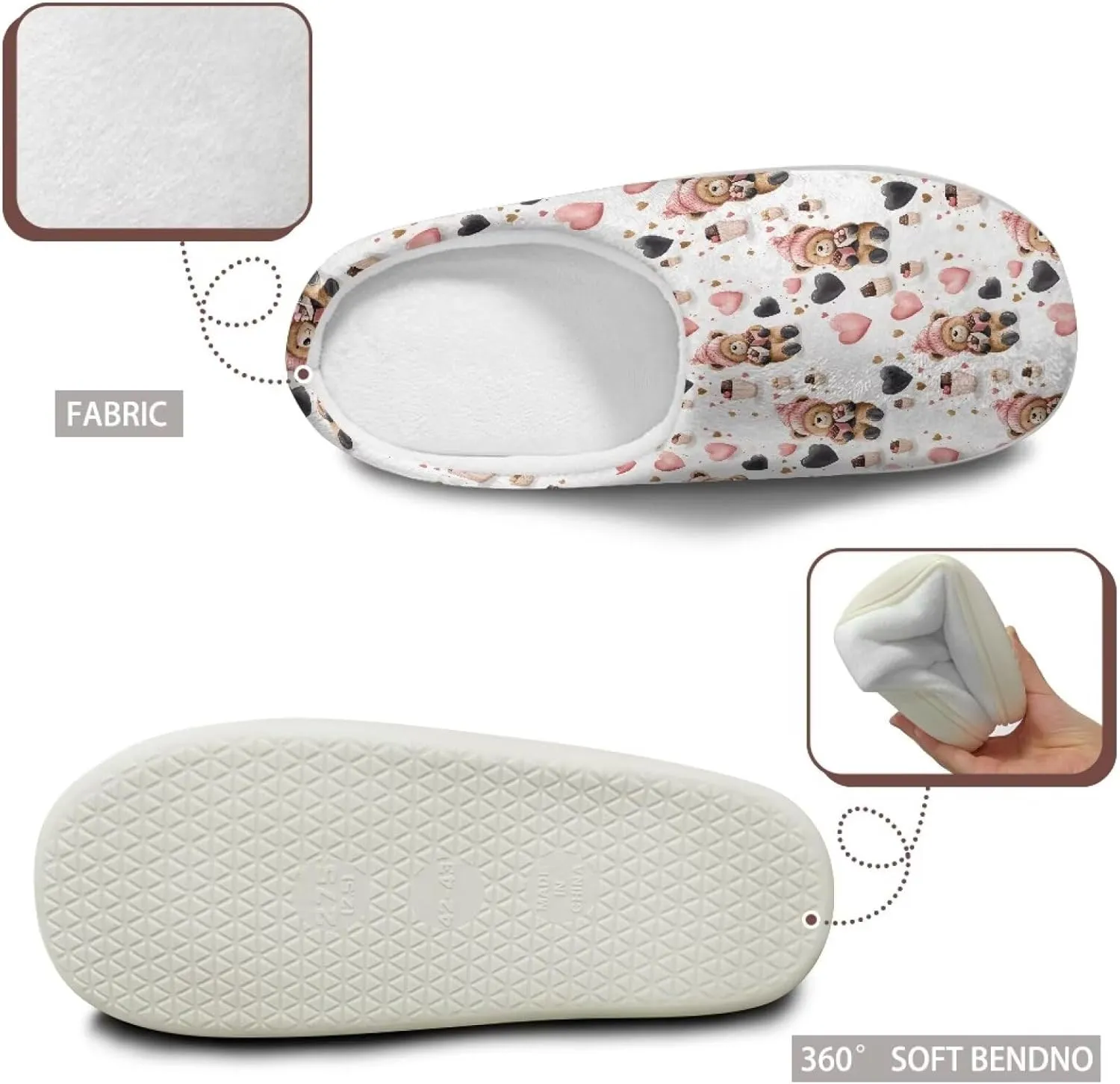 Womens Slippers Flannel Fuzzy Slippers Winter Non Slip Plush Soft Cotton Shoes Indoor Outdoor Warm House Shoes US 3-13