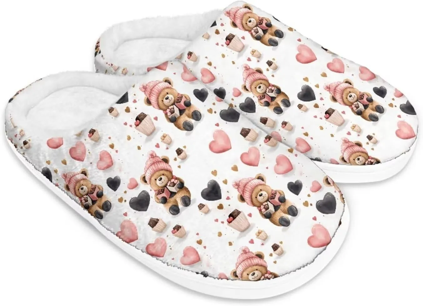 Womens Slippers Flannel Fuzzy Slippers Winter Non Slip Plush Soft Cotton Shoes Indoor Outdoor Warm House Shoes US 3-13
